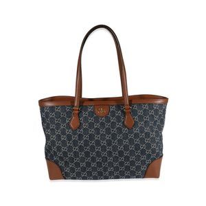 Gucci Dark Blue & Ivory Denim Medium Ophidia GG Tote